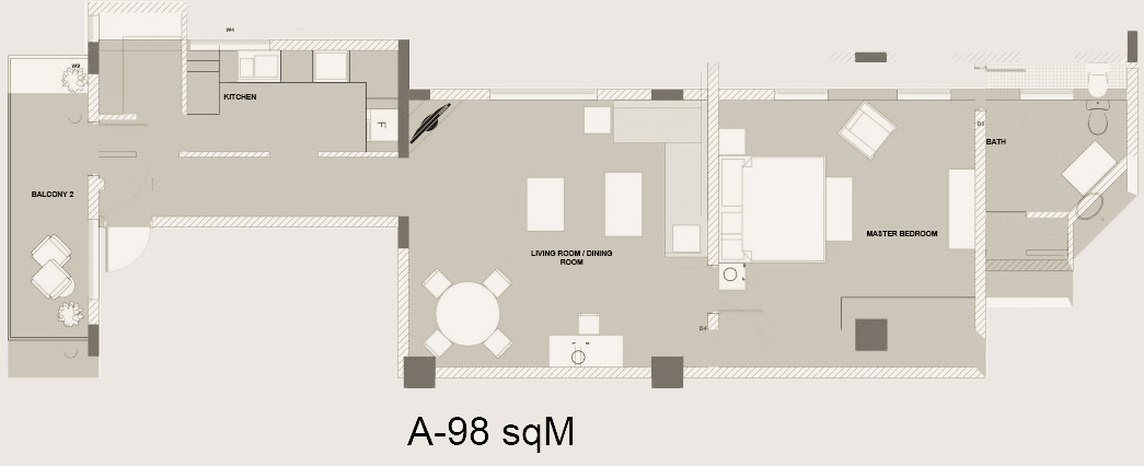Executive 1 Bedroom Type 2 Floor Plan