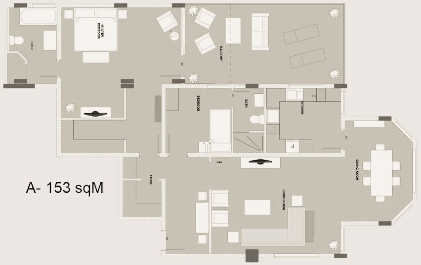 Executive 2 Bedroom Apartment Floor Plan