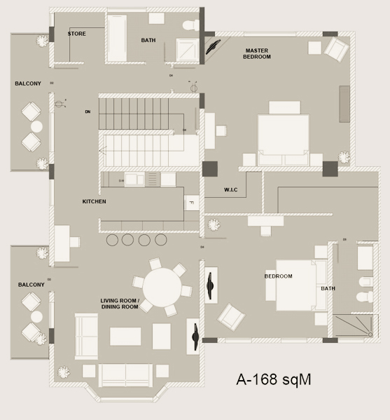 Penthouse 2 Bedroom Apartment Floor Plan
