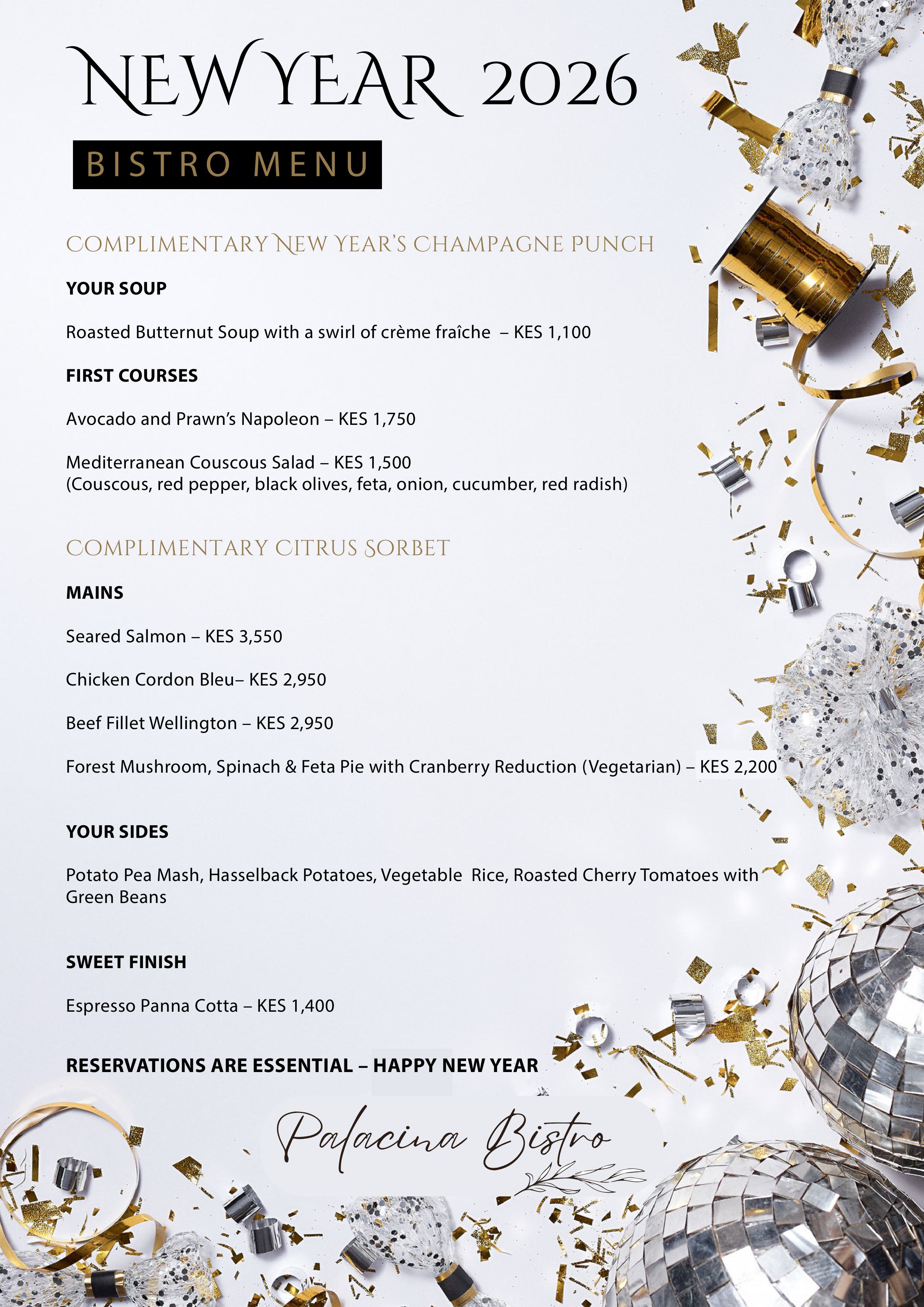 New Year Menu